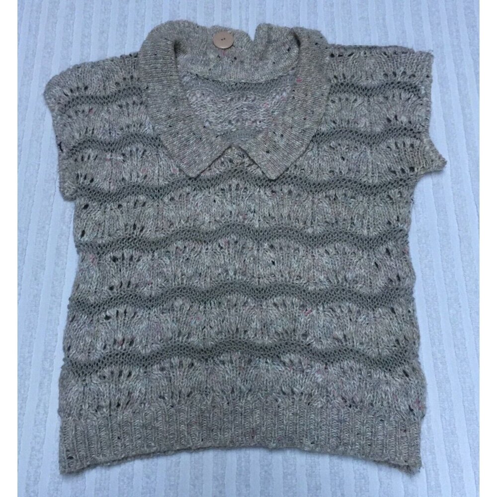 Vintage Linden O Womens Gray Pullover Crochet Sweater Vest Size Large Cap Sleeve